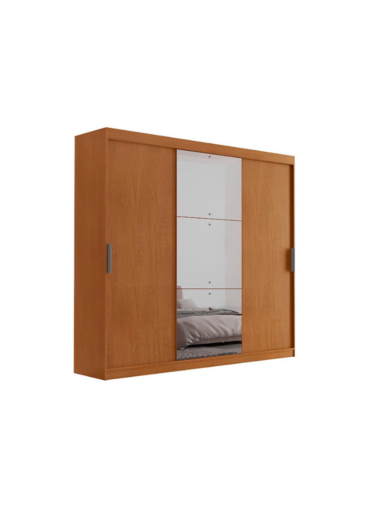Guarda Roupa Casal Vitor Premium com 3 Portas com Espelho e 6 Cabideiros Moderna