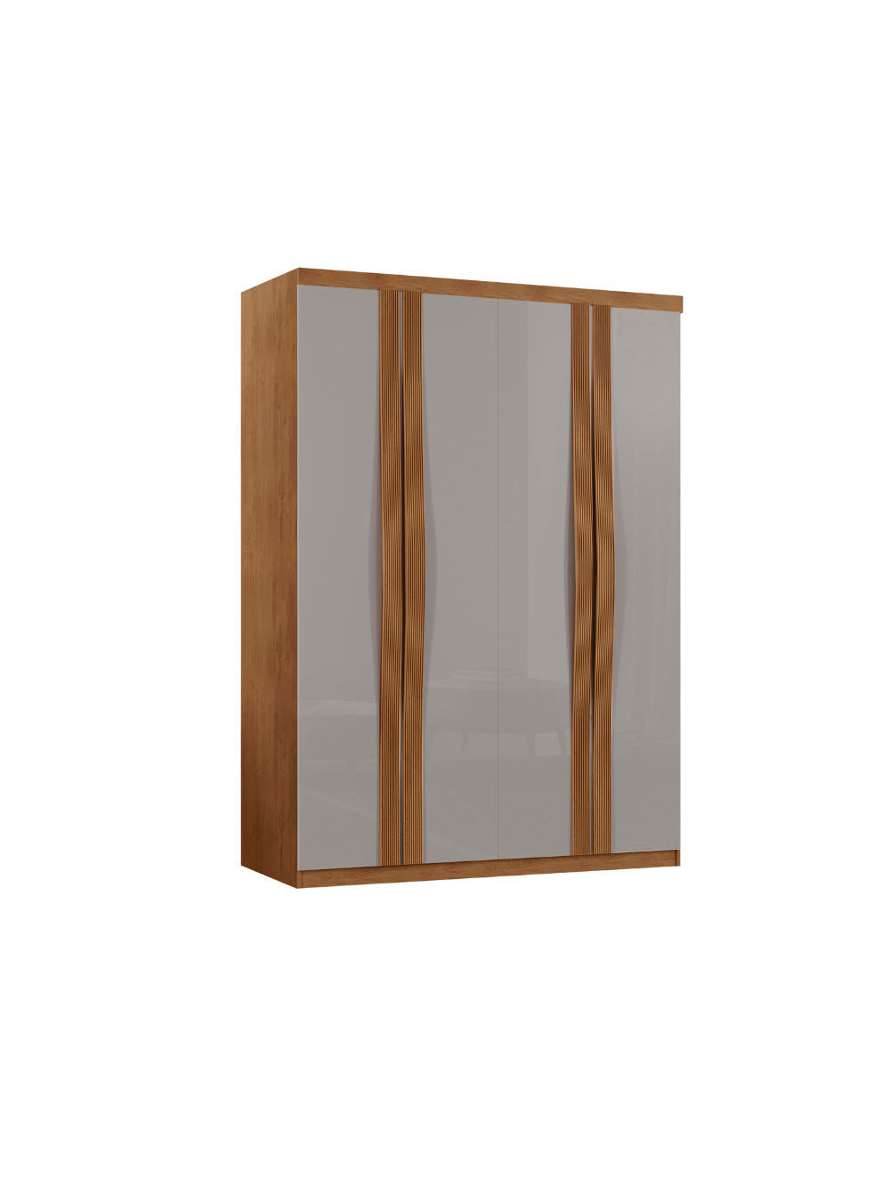 Guarda Roupa Solteiro Dunas MDF 4 Portas e 2 Gavetas Moderna - Naturalle/Off White