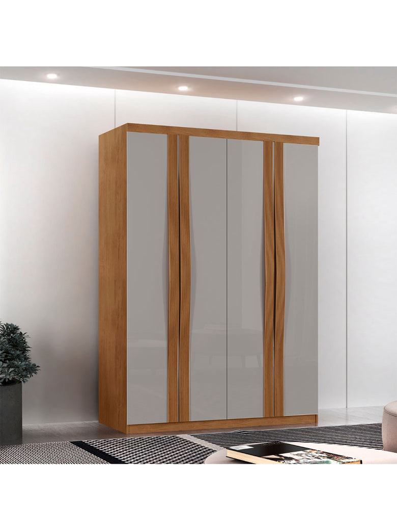 Guarda Roupa Solteiro Dunas MDF 4 Portas e 2 Gavetas Moderna