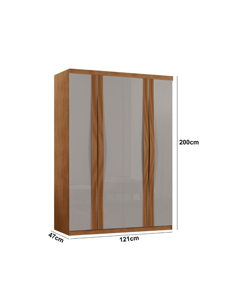 Guarda Roupa Solteiro Dunas MDF 4 Portas e 2 Gavetas Moderna
