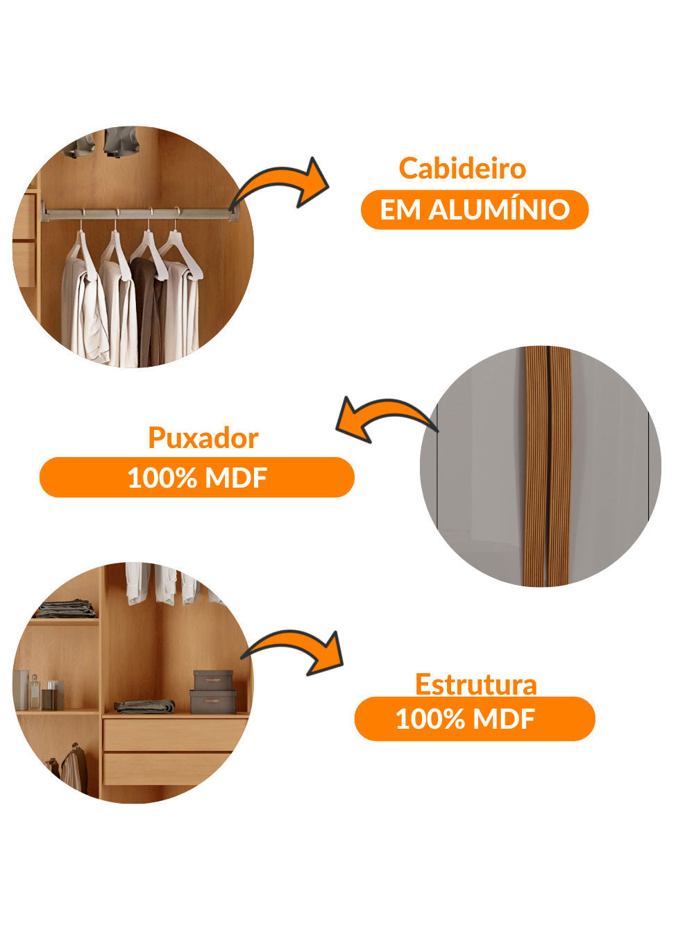 Guarda Roupa Solteiro Dunas MDF 4 Portas e 2 Gavetas Moderna
