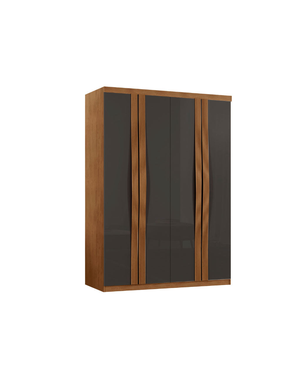 Guarda Roupa Solteiro Dunas MDF 4 Portas e 2 Gavetas Moderna - Naturalle Grafite