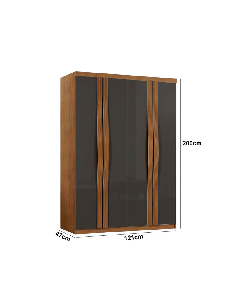 Guarda Roupa Solteiro Dunas MDF 4 Portas e 2 Gavetas Moderna