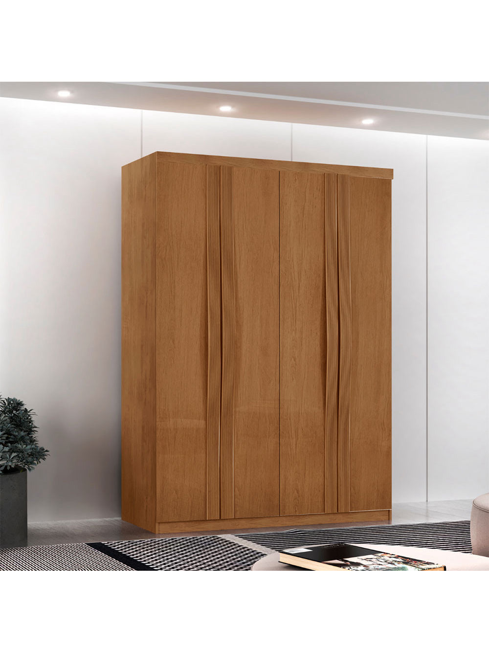 Guarda Roupa Solteiro Dunas MDF 4 Portas e 2 Gavetas Moderna - Naturalle