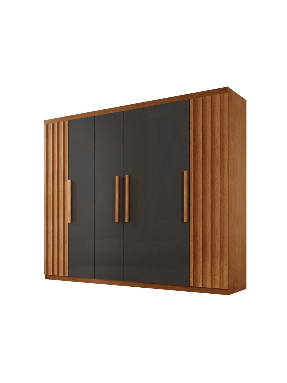 Guarda Roupa Casal Roma MDF 6 Portas e 2 Gavetas Moderna - Naturalle Grafite