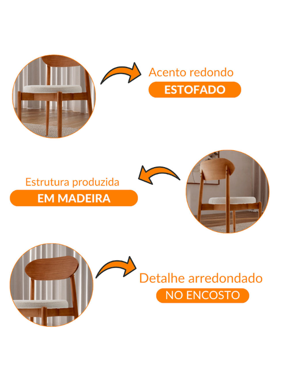 Conjunto com 2 cadeiras Ballare em Madeira Maciça para Sala de Jantar