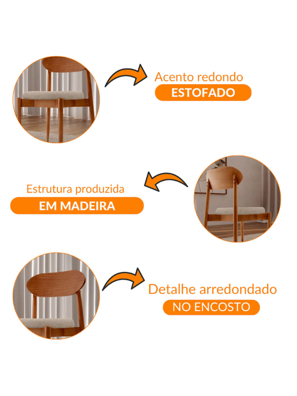 Conjunto com 2 cadeiras Ballare em Madeira Maciça para Sala de Jantar