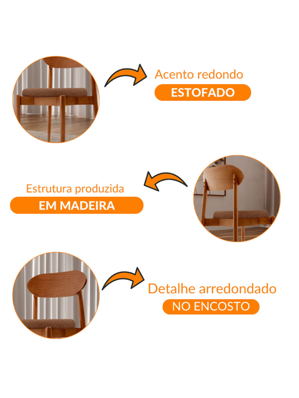 Conjunto com 2 cadeiras Ballare em Madeira Maciça para Sala de Jantar