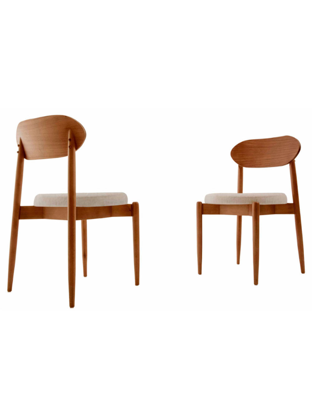 Conjunto com 2 cadeiras Ballare em Madeira Maciça para Sala de Jantar - Linho Off White/Cinam.imbuia