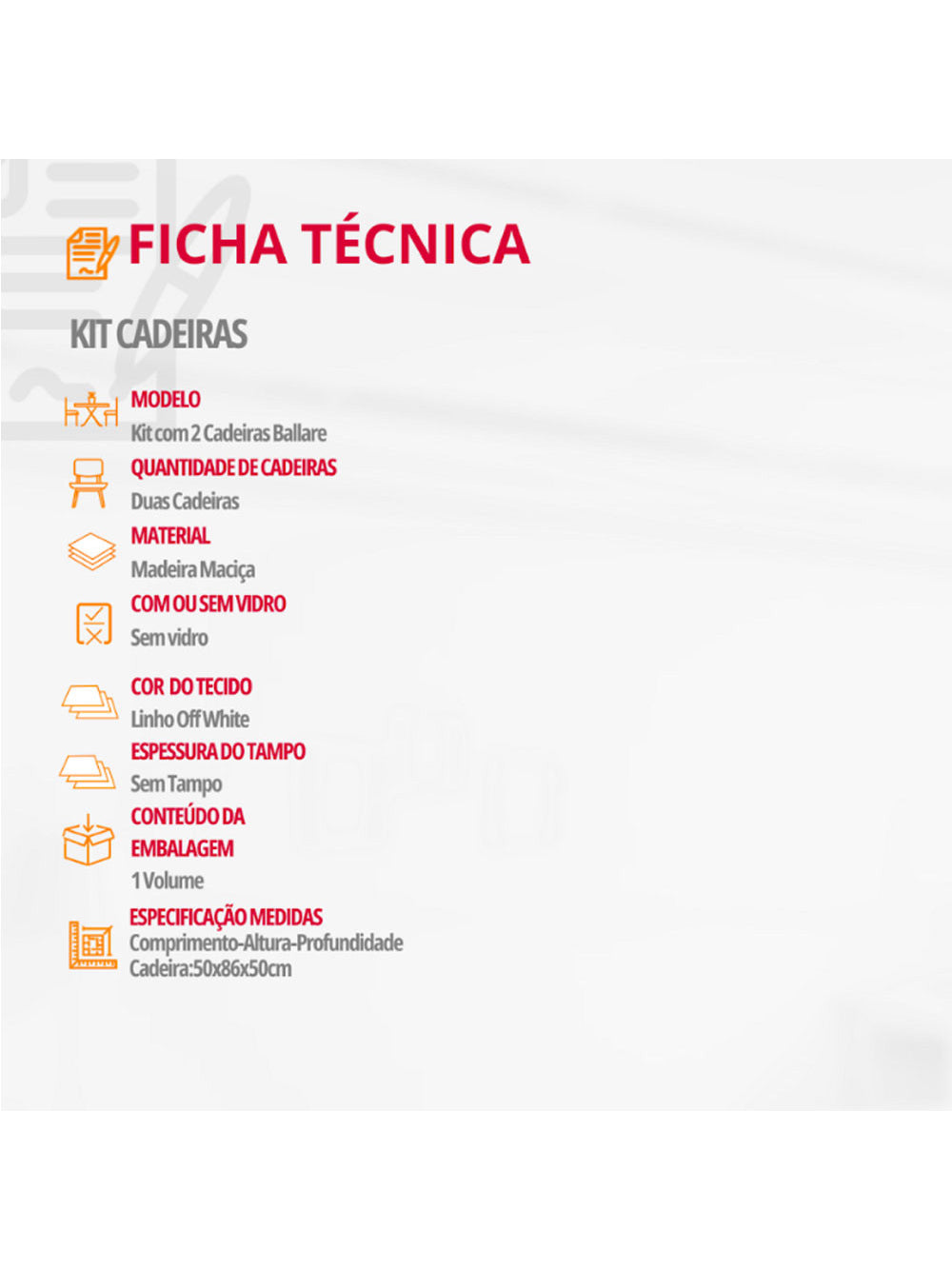 Conjunto com 2 cadeiras Ballare em Madeira Maciça para Sala de Jantar
