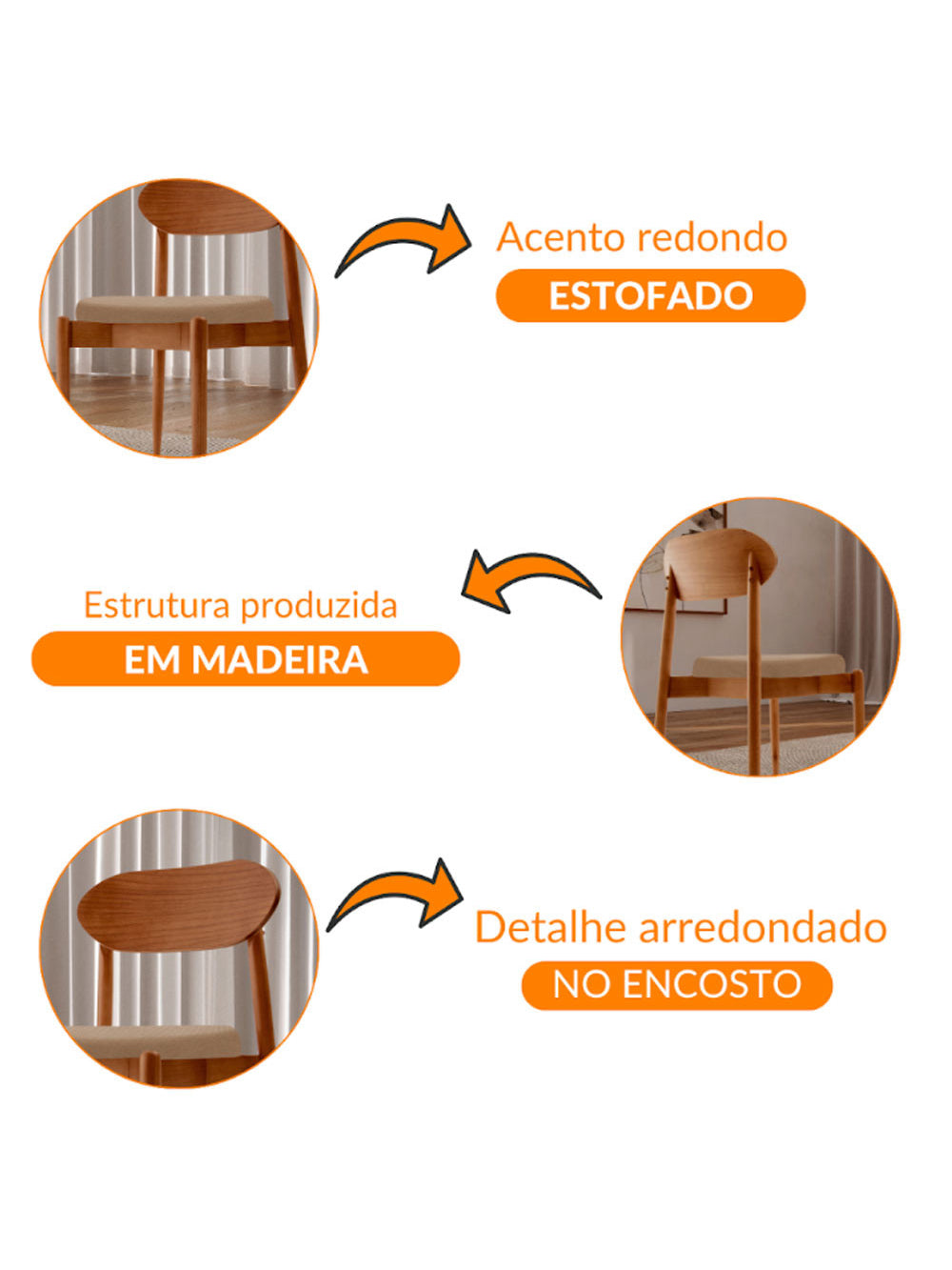 Conjunto com 2 cadeiras Ballare em Madeira Maciça para Sala de Jantar