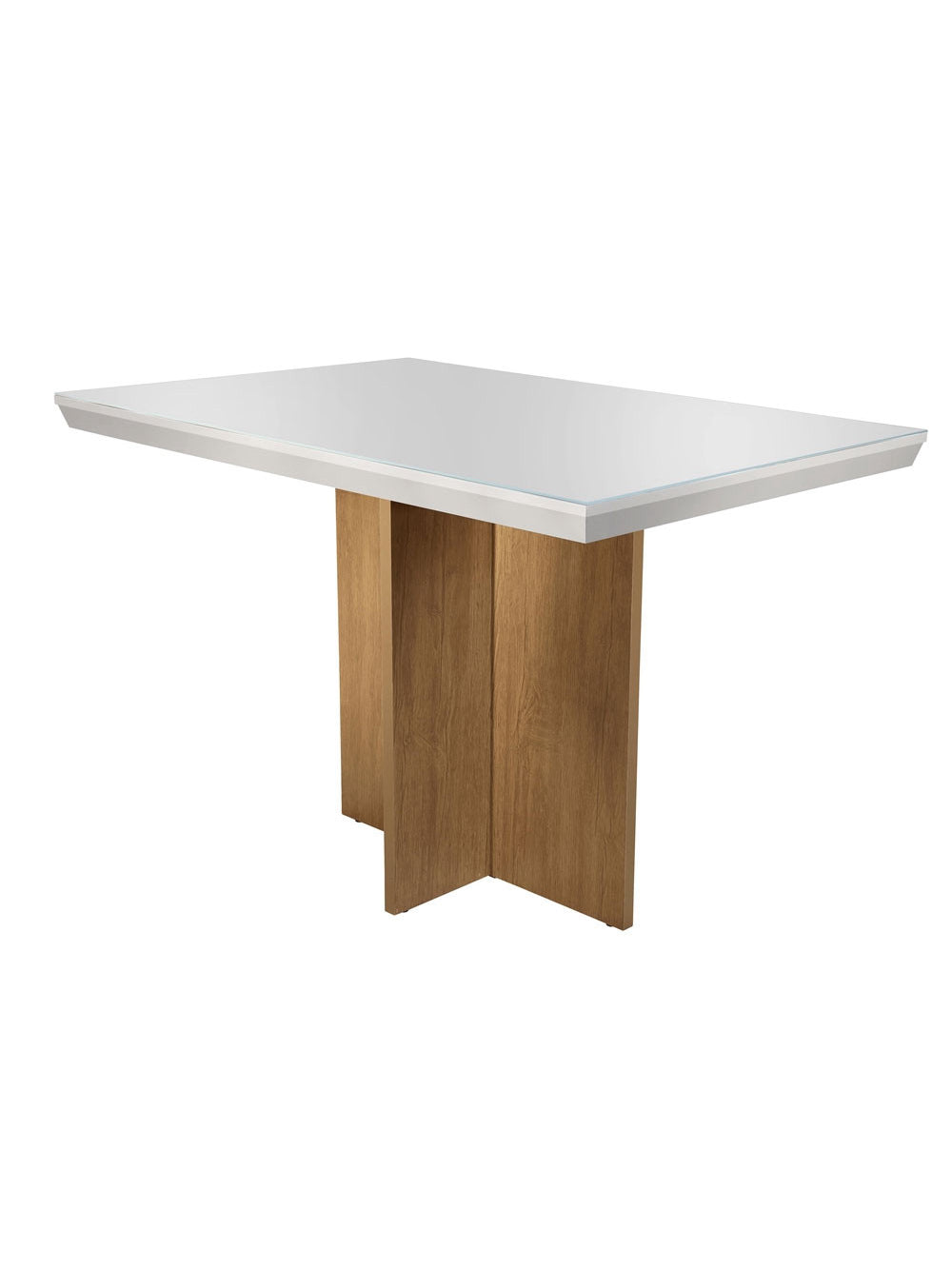 Conjunto Sala de Jantar Tampo Vidro MDF com 4 Cadeiras Olímpia Rufato - Off White/Imbuia/Off White/Animale Choco