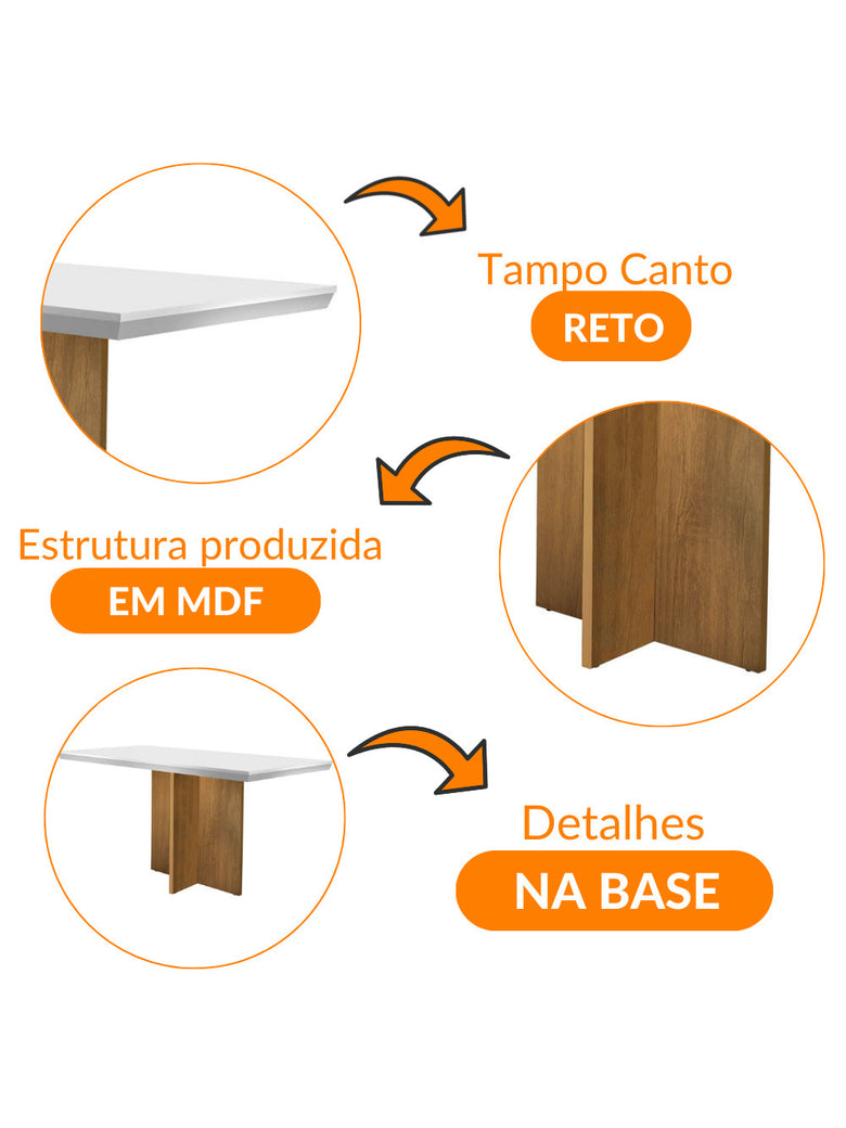 Mesa para Sala de Jantar Olímpia 120cm em MDF Rufato