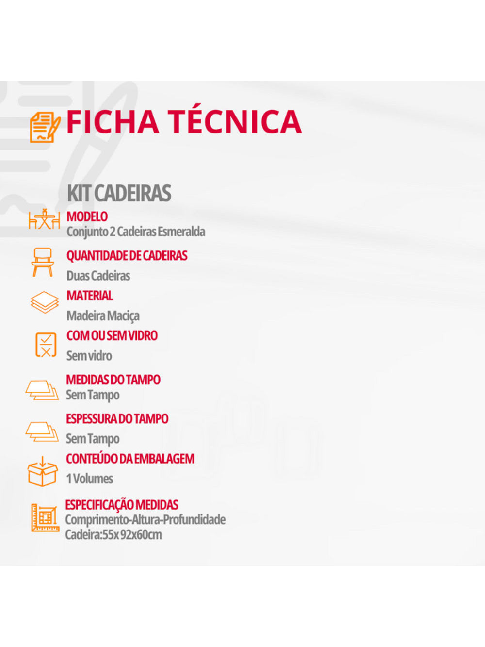 Conjunto com 2 Cadeiras Esmeralda em Madeira Maciça para Sala de jantar Moderna Mobília