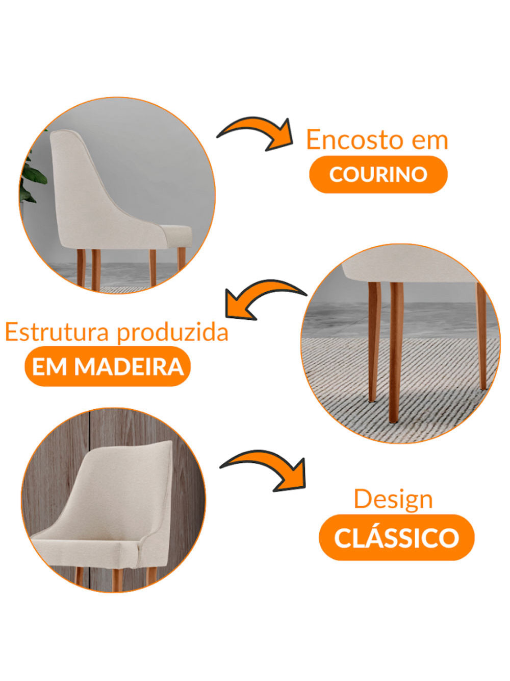 Conjunto com 2 Cadeiras Esmeralda em Madeira Maciça para Sala de jantar Moderna Mobília