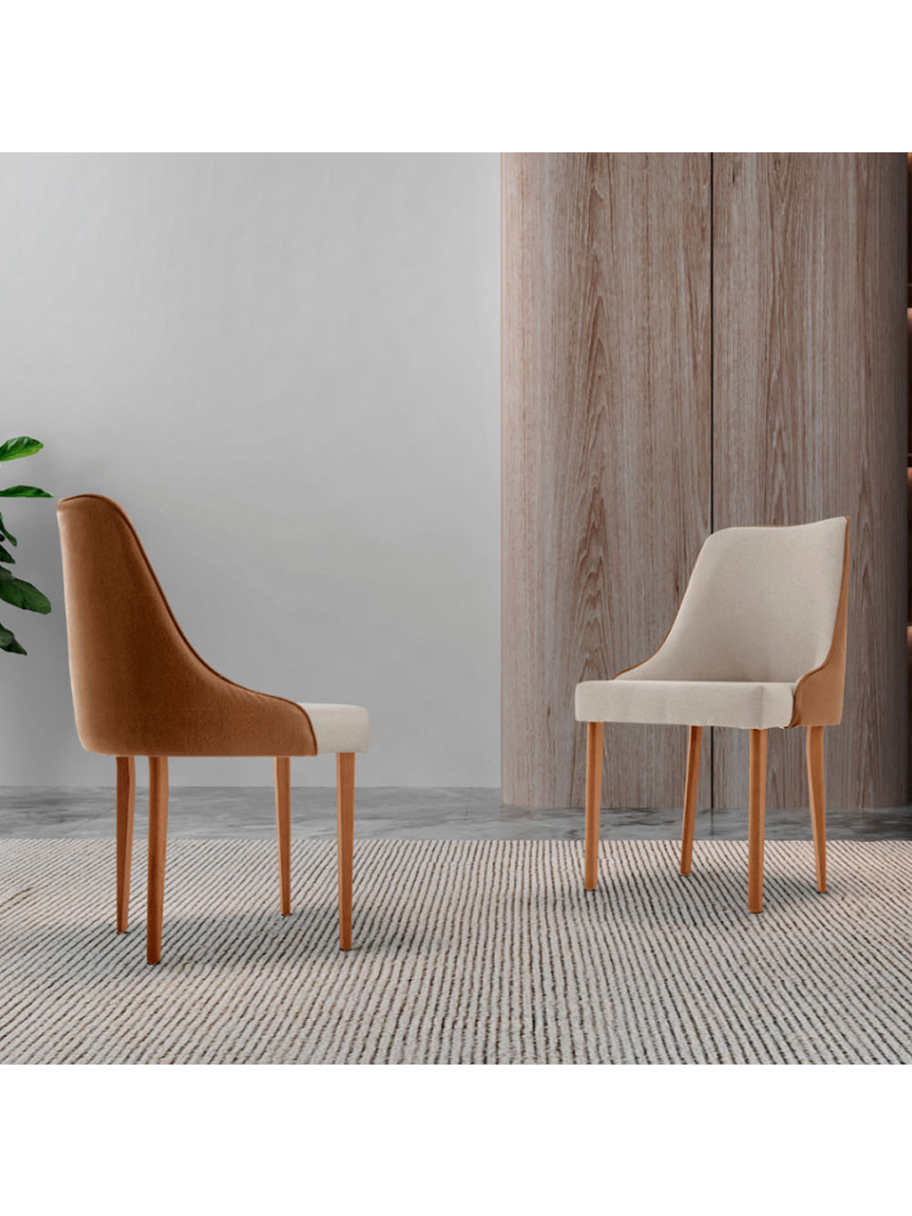 Conjunto com 2 Cadeiras Esmeralda em Madeira Maciça para Sala de jantar Moderna Mobília
