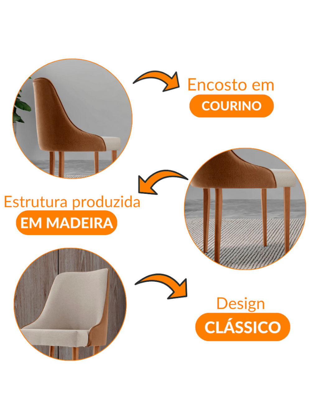 Conjunto com 2 Cadeiras Esmeralda em Madeira Maciça para Sala de jantar Moderna Mobília
