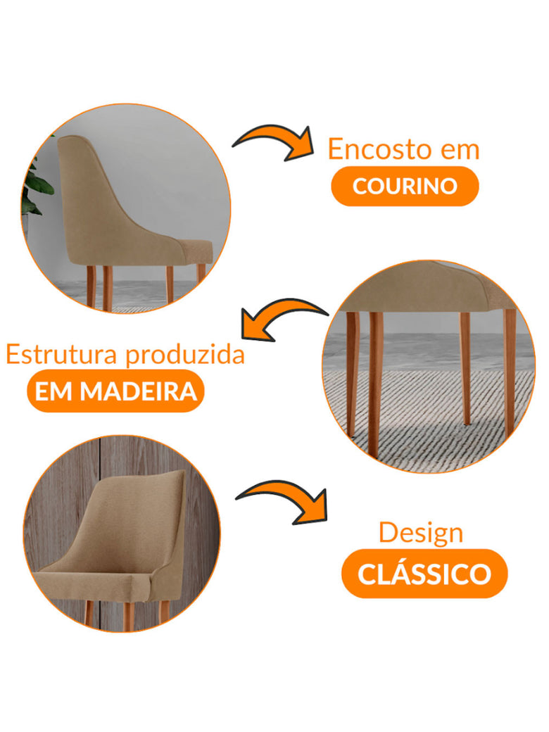 Conjunto com 2 Cadeiras Esmeralda em Madeira Maciça para Sala de jantar Moderna Mobília