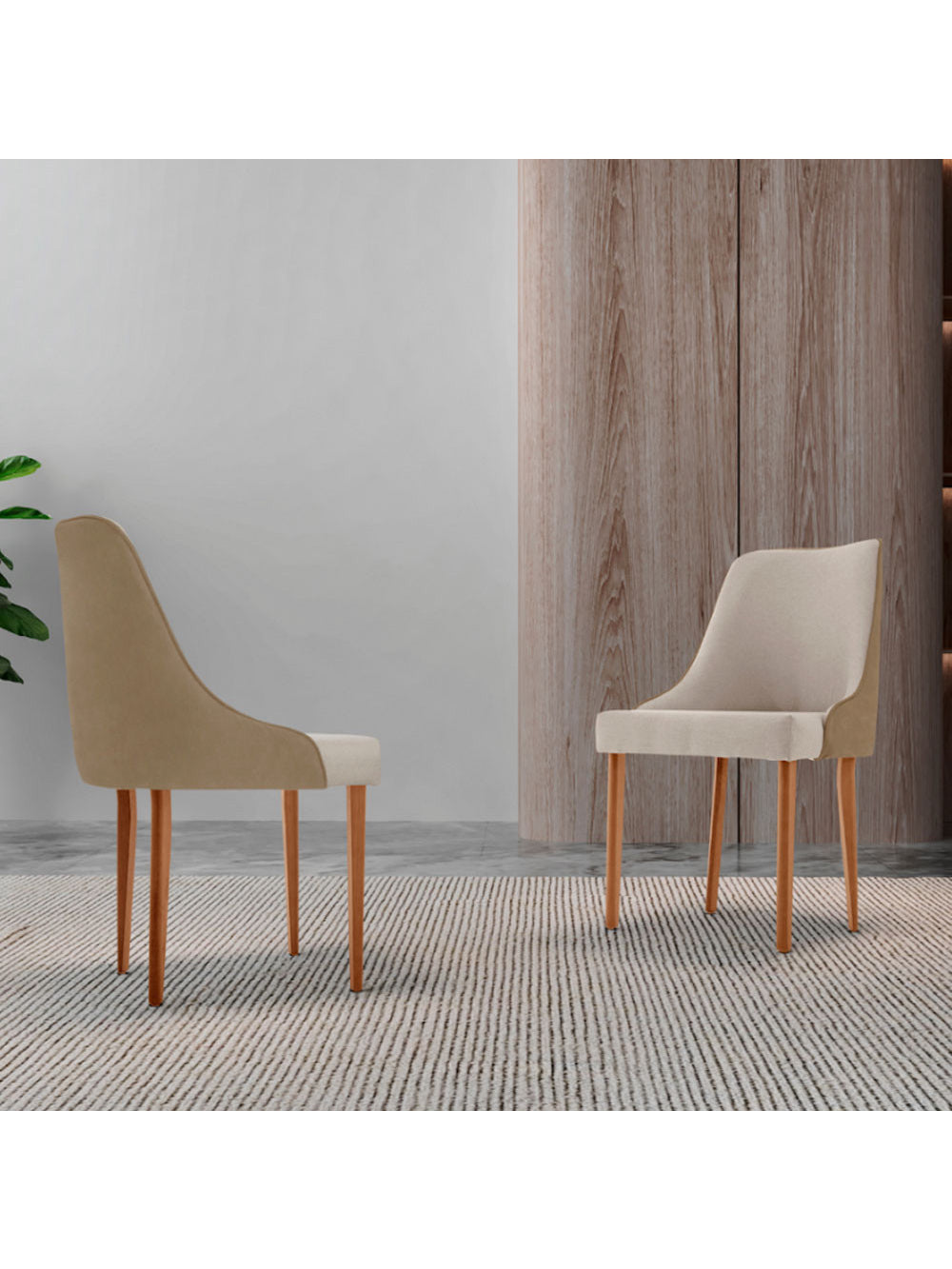 Conjunto com 2 Cadeiras Esmeralda em Madeira Maciça para Sala de jantar Moderna Mobília