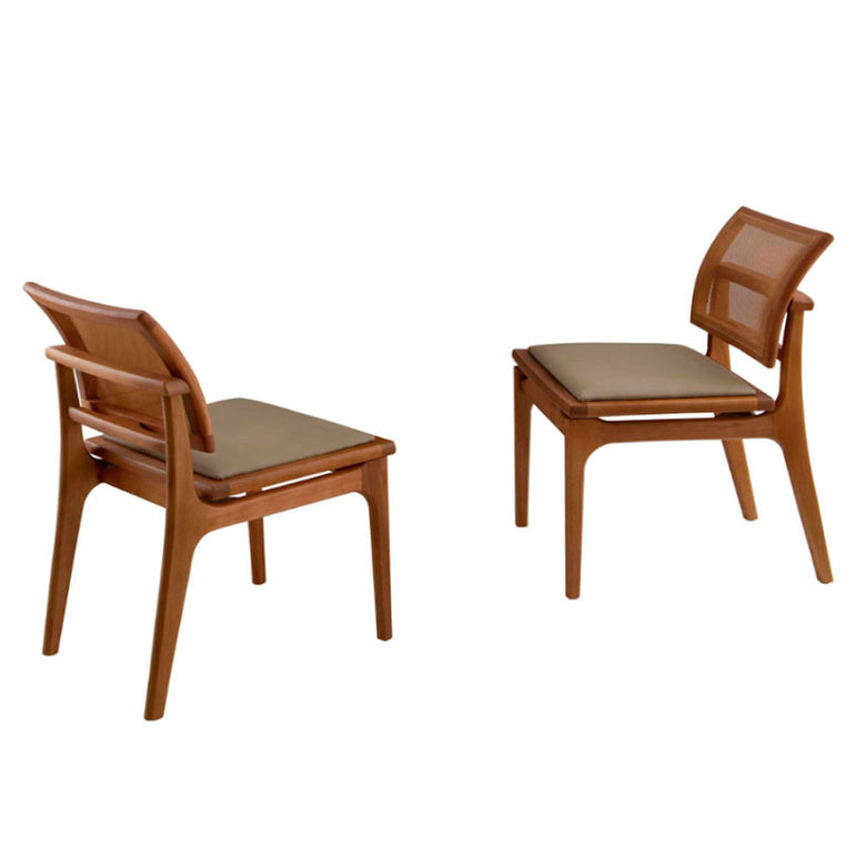 Conjunto com 2 Cadeiras Ellis em Madeira Maciça para Sala de jantar Moderna Mobília