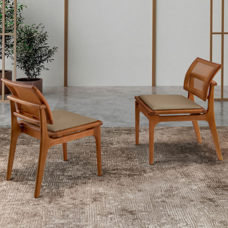 Conjunto com 2 Cadeiras Ellis em Madeira Maciça para Sala de jantar Moderna Mobília