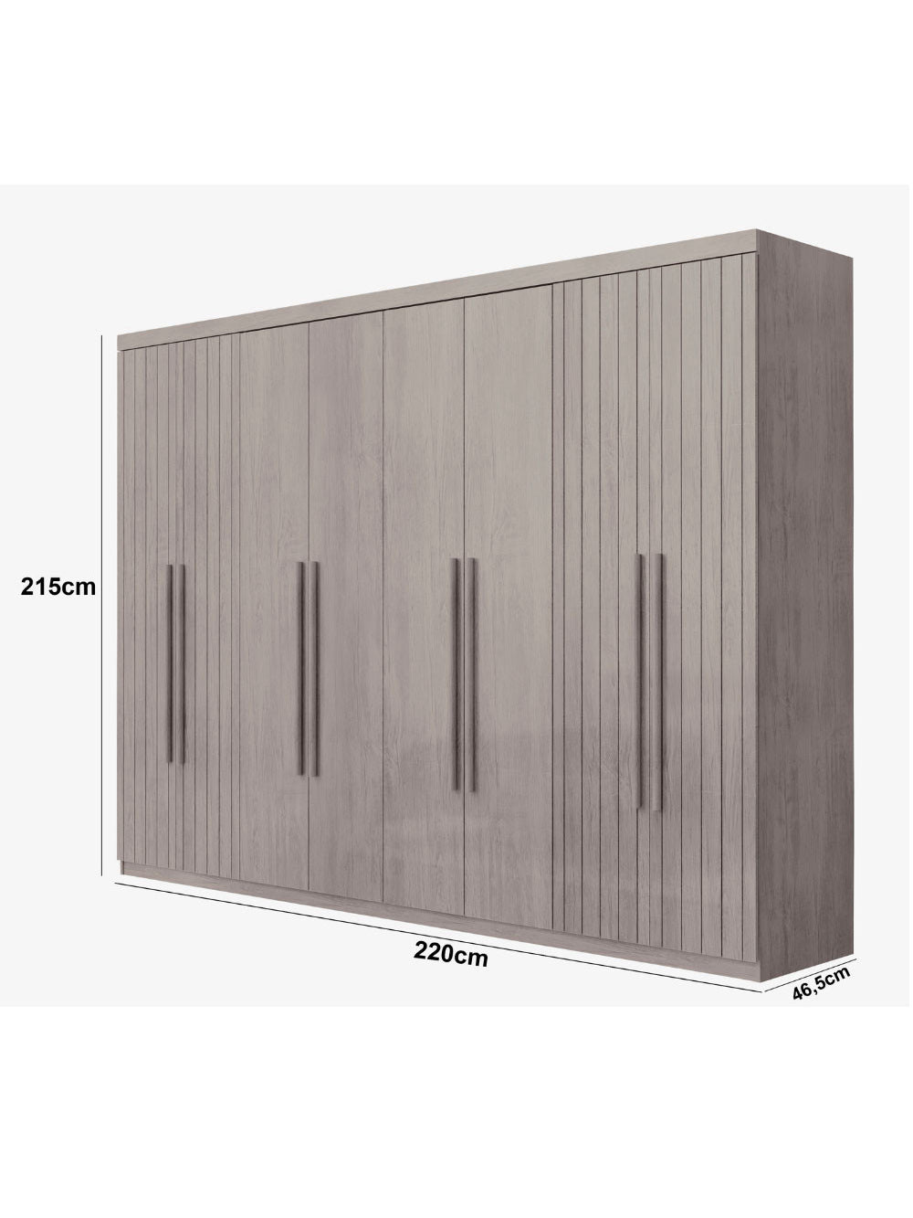 Guarda Roupa Casal Toronto MDF 8 Portas e 4 Gavetas Moderna Mobília - Naturalle