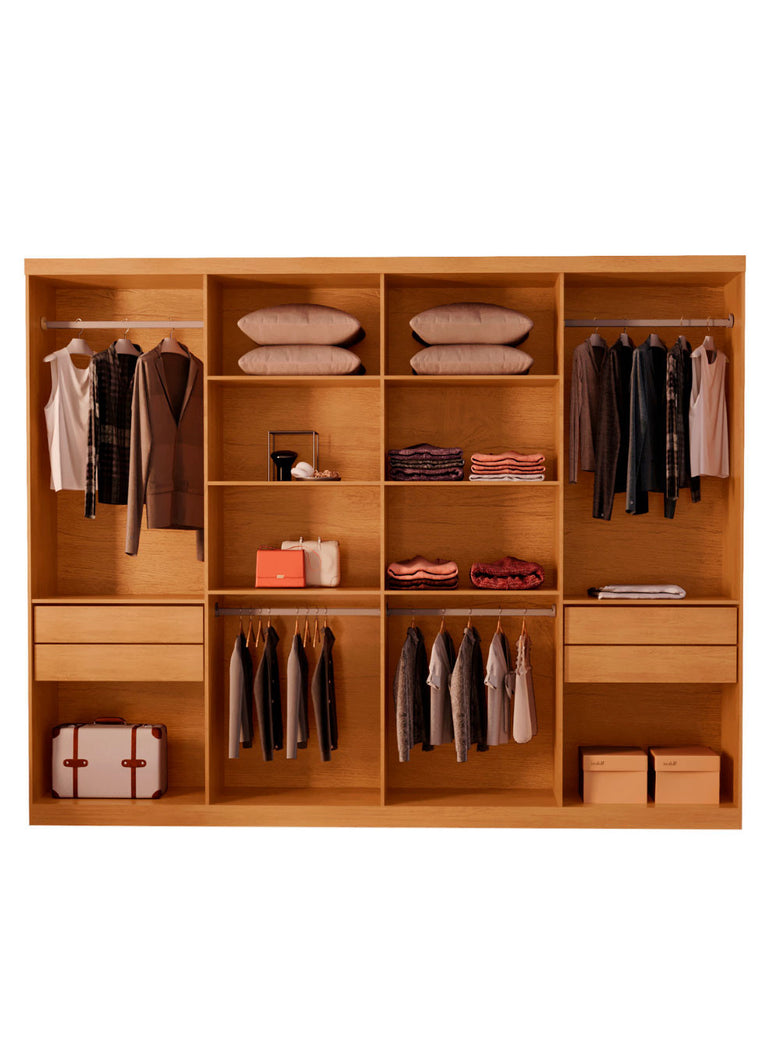 Guarda Roupa Casal Toronto MDF 8 Portas e 4 Gavetas Moderna Mobília