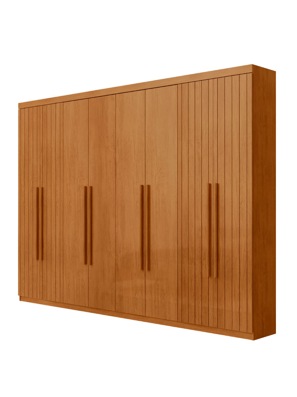 Guarda Roupa Casal Toronto MDF 8 Portas e 4 Gavetas Moderna Mobília - Naturale/Off White/Naturale