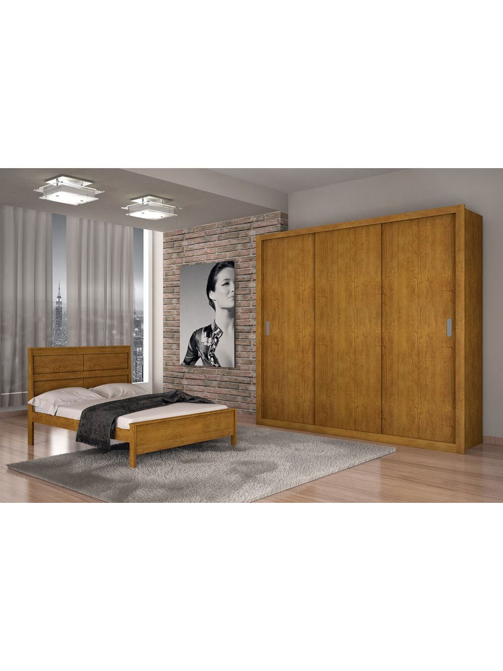 Guarda Roupa Casal Veneza 3 Portas 4 Gavetas MDF Rufato - Branco