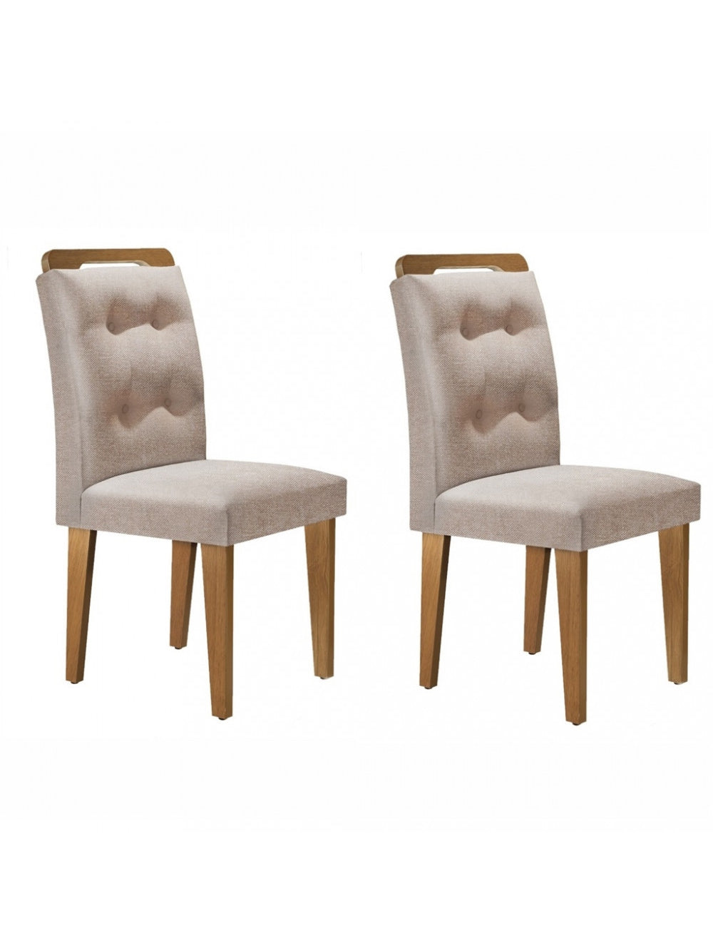 Conjunto com 2 Cadeiras Carol MDF Rufato - Imbuia/Linho Rustico