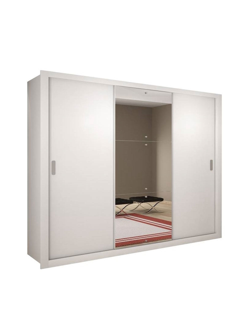Guarda Roupa Casal Veneza Luxo com 3 Portas MDF Rufato - Branco