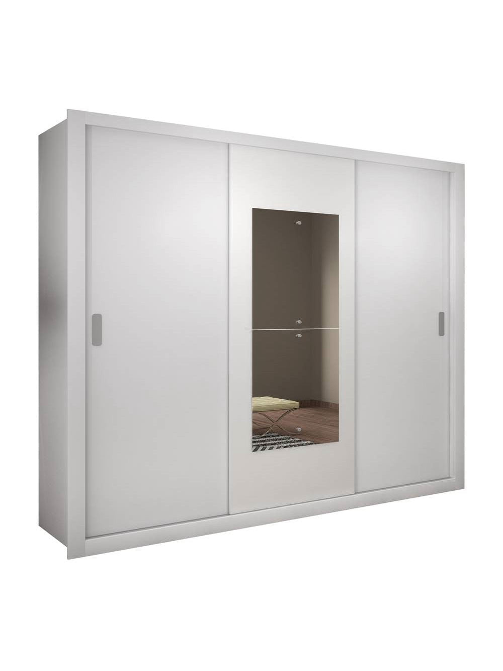 Guarda Roupa Casal 3 Portas Veneza Premium Rufato - Branco