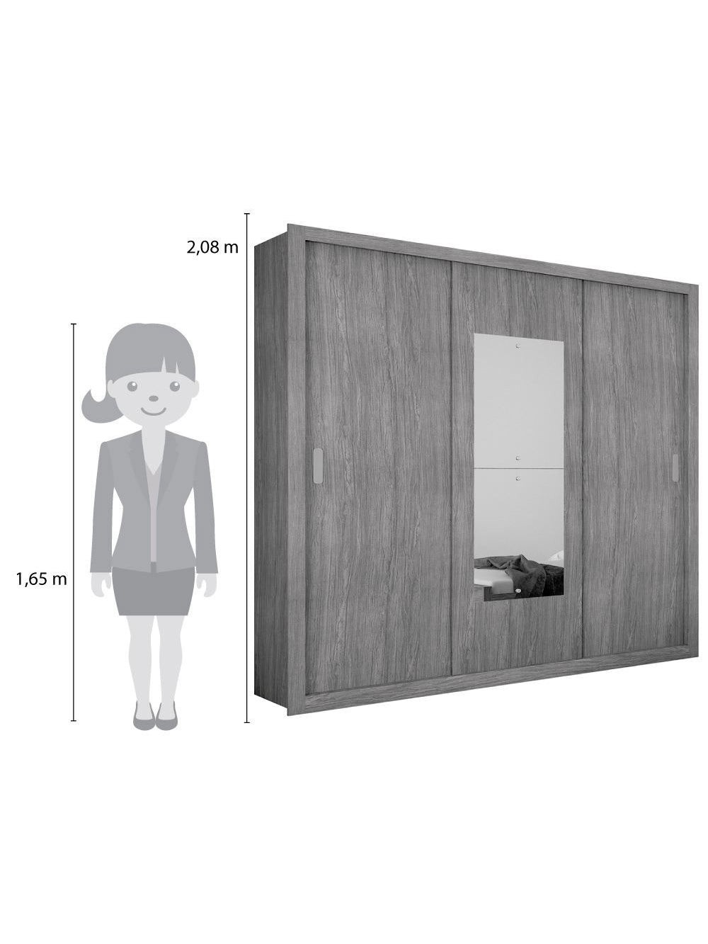 Guarda Roupa Casal 3 Portas Veneza Premium Rufato - Imbuia