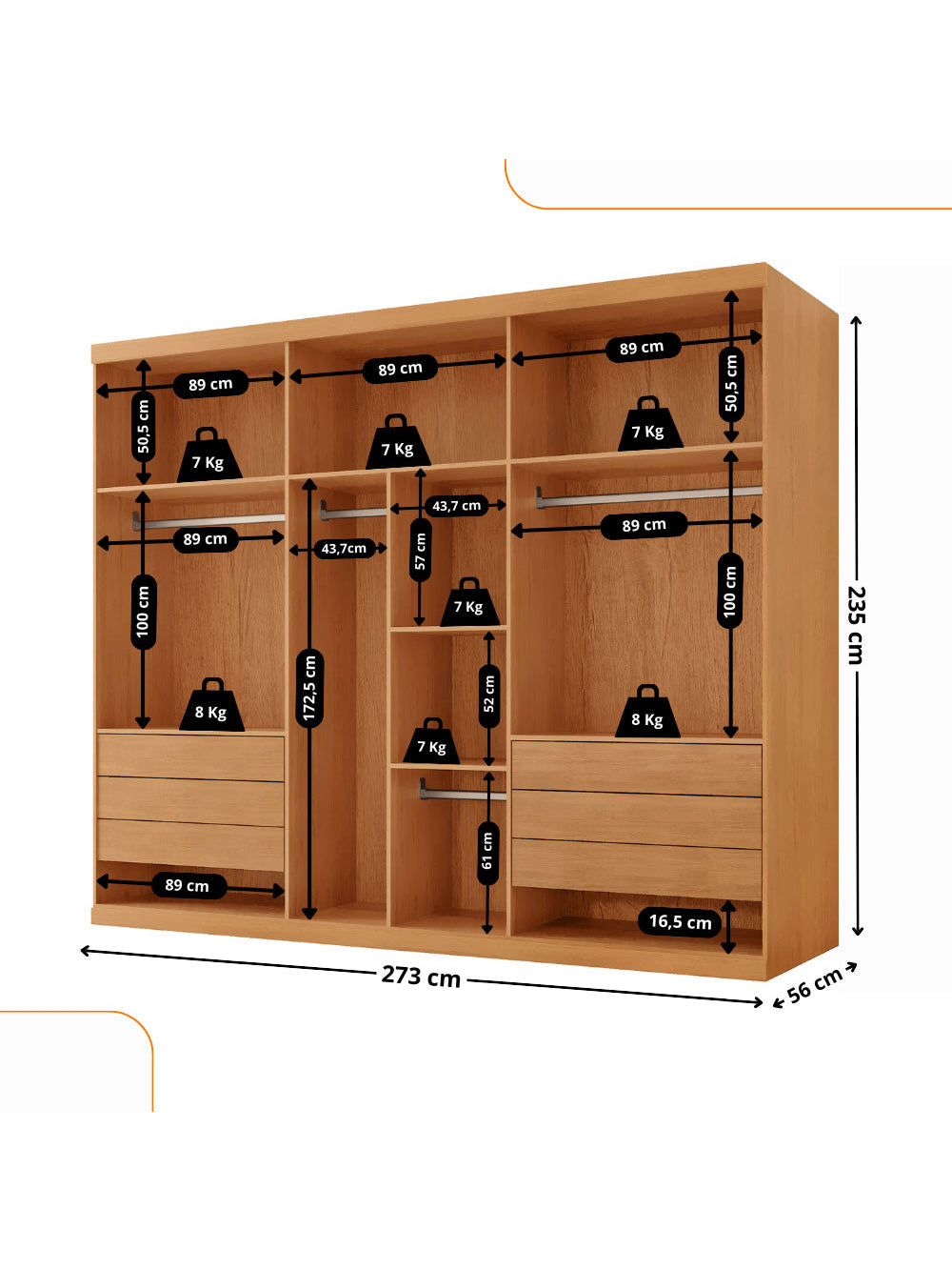 Guarda Roupa Casal Coliseu 100 MDF 6 Portas e 6 Gavetas Moderna Mobília