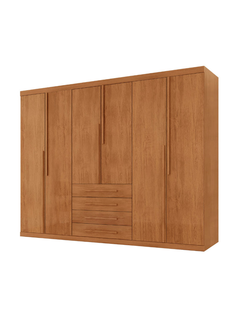 Guarda Roupa Casal Matteo 100 MDF 6 Portas e 4 Gavetas Moderna Mobília