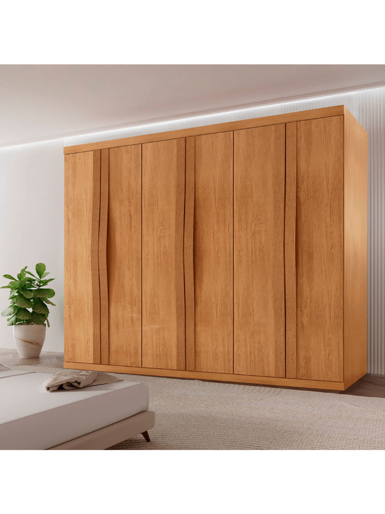 Guarda Roupa Casal Rommeo 100 MDF 6 Portas e 6 Gavetas Moderna Mobília