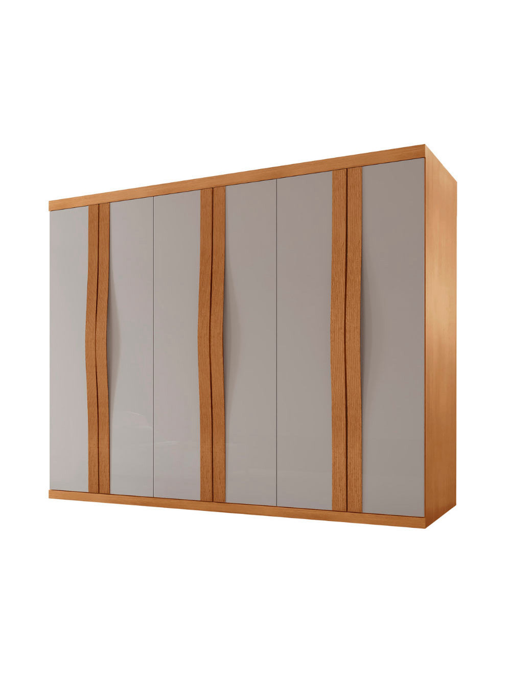Guarda Roupa Casal Rommeo 100 MDF 6 Portas e 6 Gavetas Moderna Mobília - Naturalle/Off White