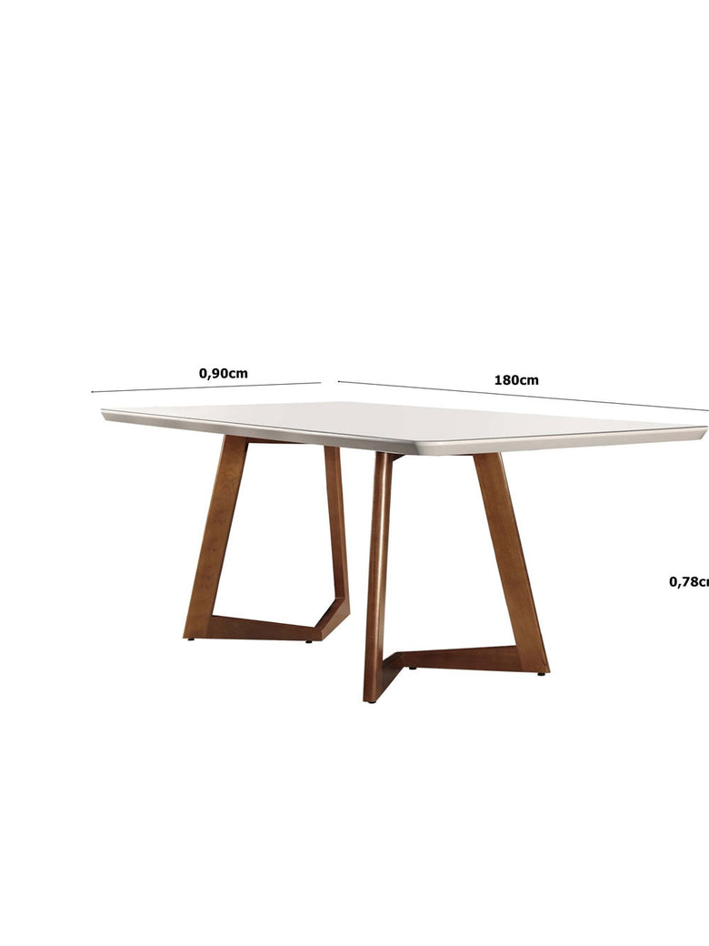 Mesa Munique 180cm Madeira com Vidro Mobillare