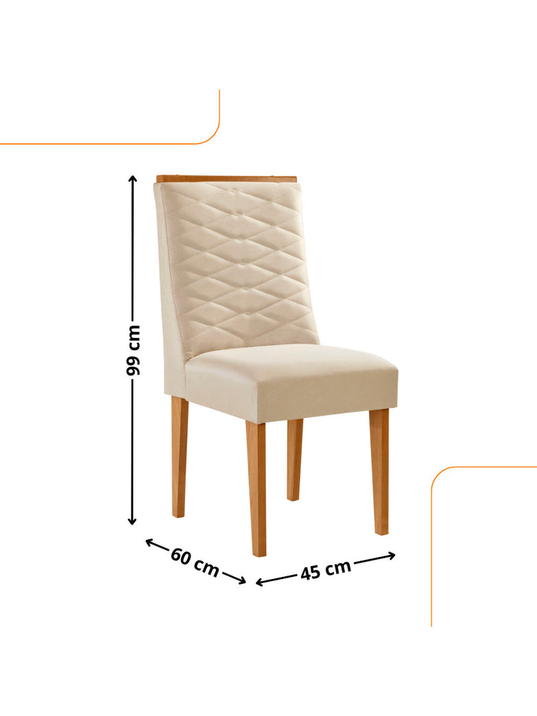 Conjunto com 2 Cadeiras MDF Eloise para Sala de Jantar Moderna Mobilia