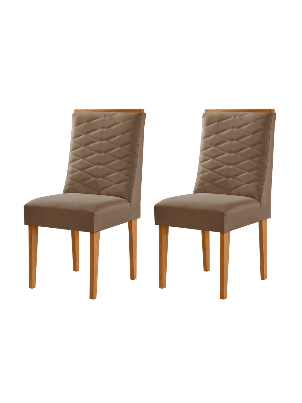 Conjunto com 2 Cadeiras MDF Eloise para Sala de Jantar Moderna Mobilia - Veludo Capuccino/Naturalle
