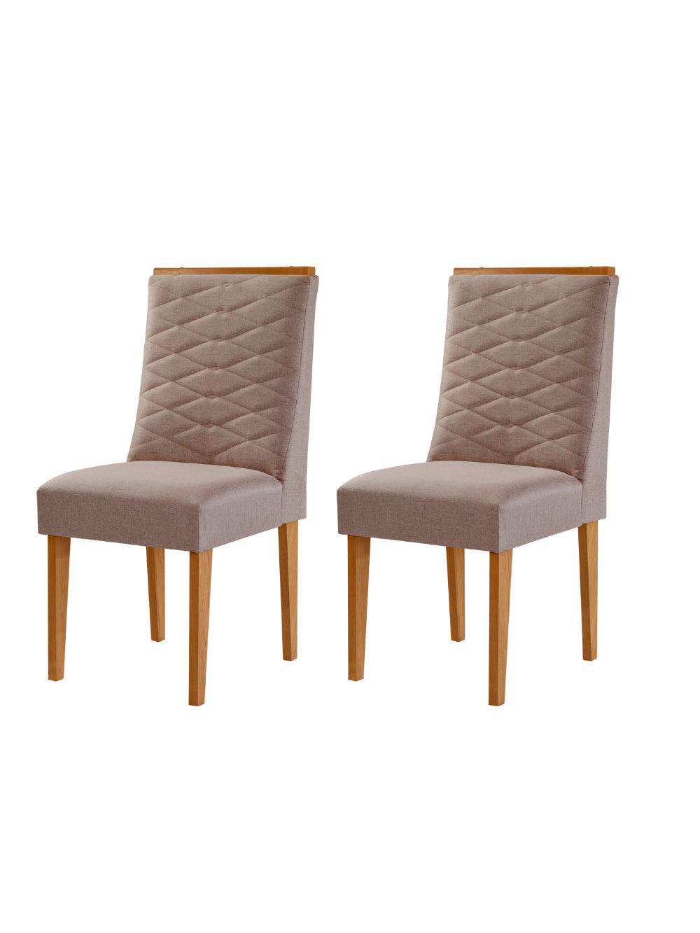 Conjunto com 2 Cadeiras MDF Eloise para Sala de Jantar Moderna Mobilia - Linho Capuccino/Naturale