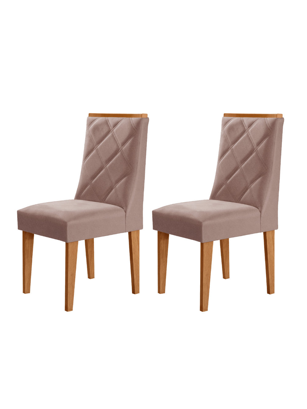 Conjunto com 2 Cadeiras MDF Isadora para Sala de Jantar Moderna Mobília - Linho Capuccino/Naturale