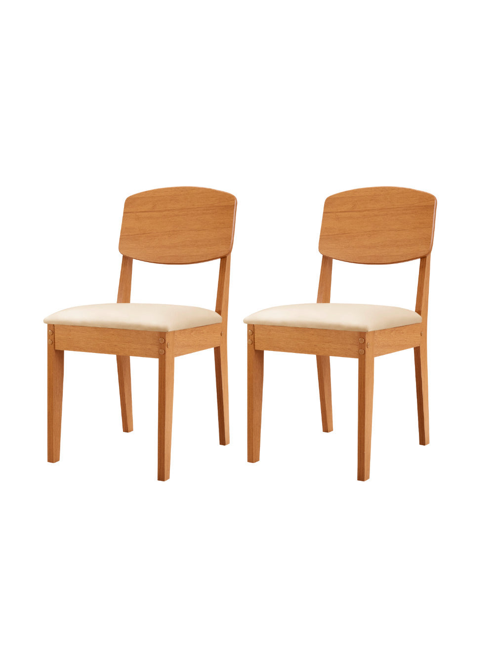 Conjunto com 2 Cadeiras MDF Copper para Sala de Jantar Moderna Mobília - Veludo Creme/Naturale