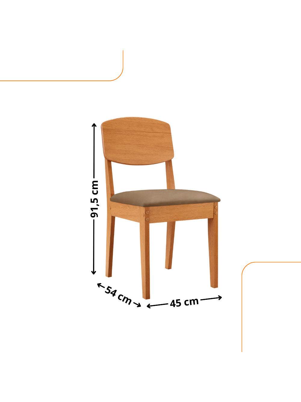 Conjunto com 2 Cadeiras MDF Copper para Sala de Jantar Moderna Mobília - Linho Capuccino/Naturale