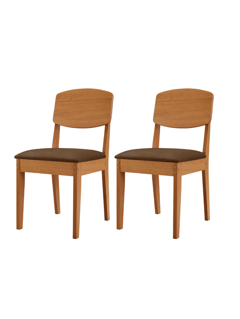 Conjunto com 2 Cadeiras MDF Copper para Sala de Jantar Moderna Mobília - Veludo Marrom/Naturalle
