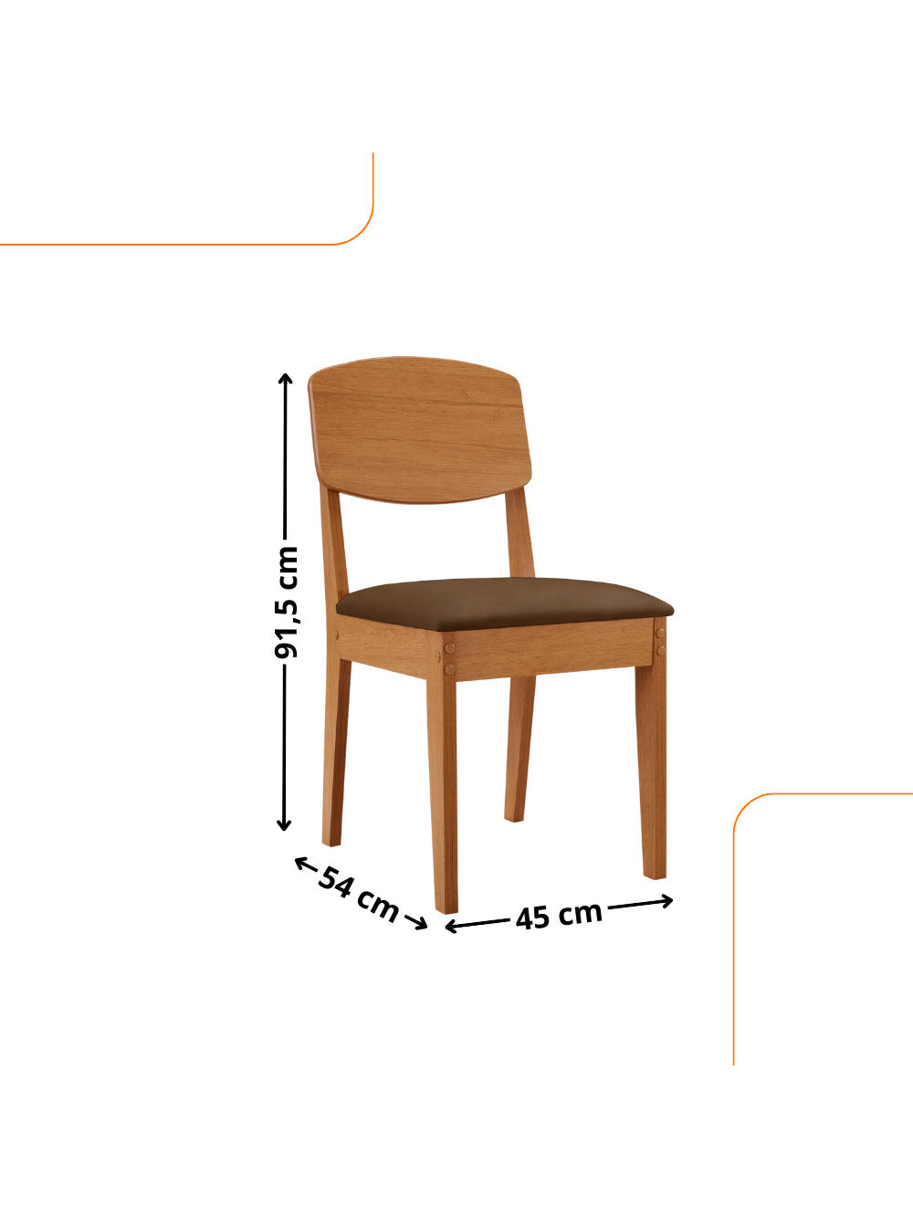 Conjunto com 2 Cadeiras MDF Copper para Sala de Jantar Moderna Mobília - Veludo Creme/Naturale