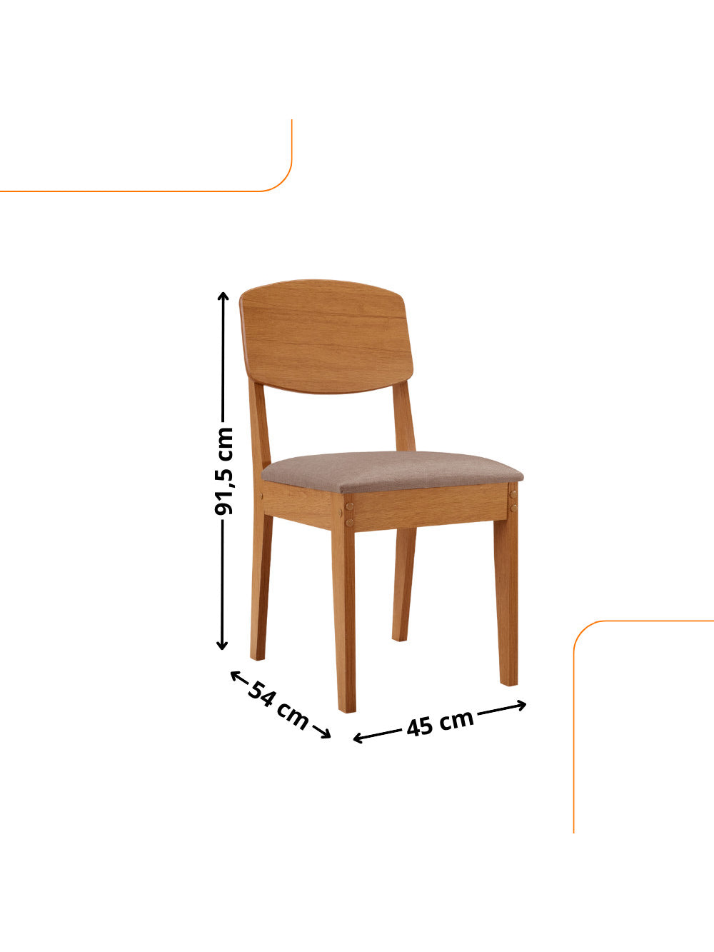 Conjunto com 2 Cadeiras MDF Copper para Sala de Jantar Moderna Mobília - Veludo Marrom/Naturalle