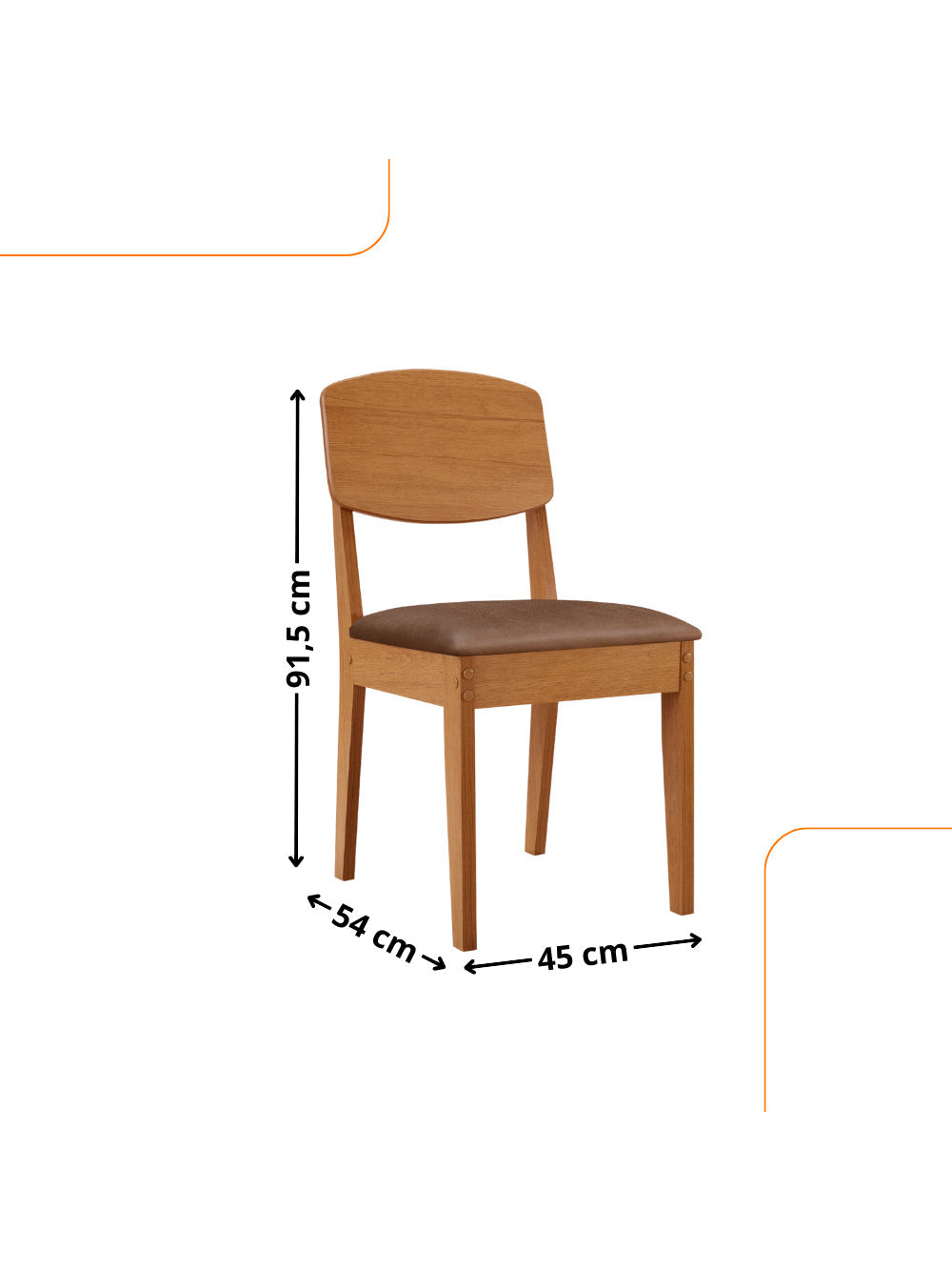 Conjunto com 2 Cadeiras MDF Copper para Sala de Jantar Moderna Mobília - Turim 07/Naturale