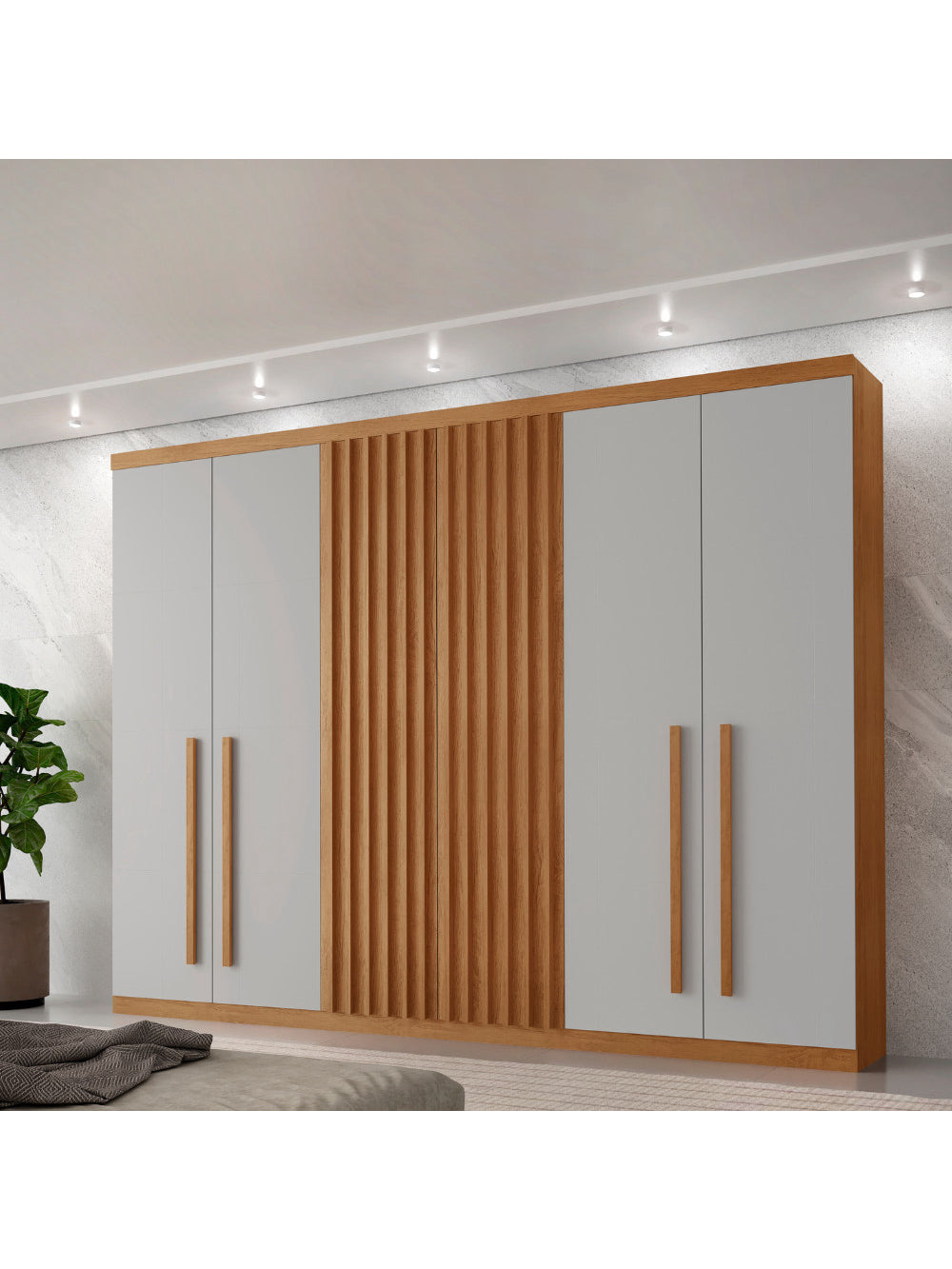 Guarda Roupa Casal Kiev 100 MDF 6 Portas e 4 Gavetas