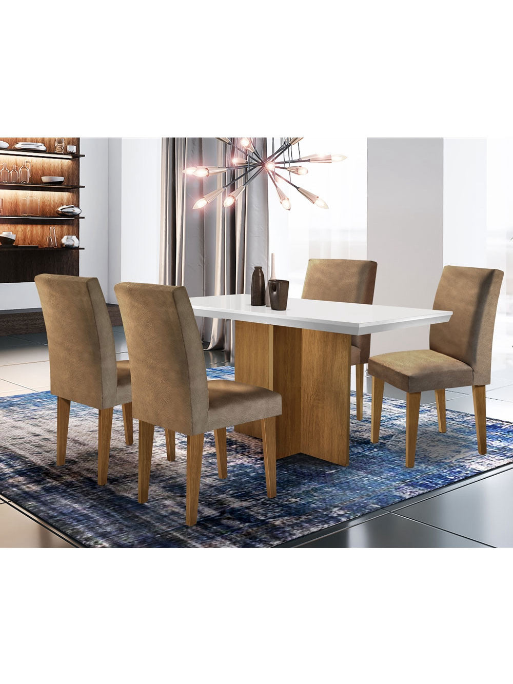 Conjunto Sala de Jantar Olimpia com 4 Cadeiras Grécia Rufato